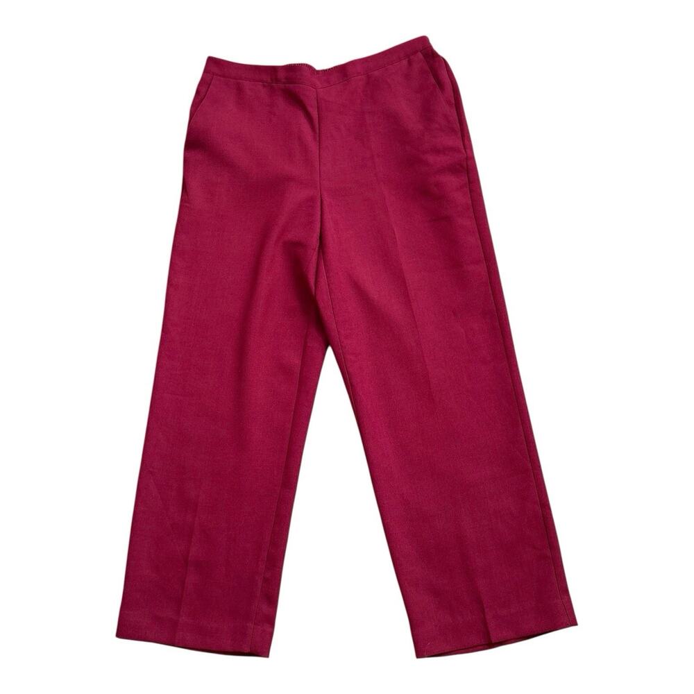 Alfred Dunner Pull On Pants Women Petite 12P Burgundy Straight Leg 27" Inseam